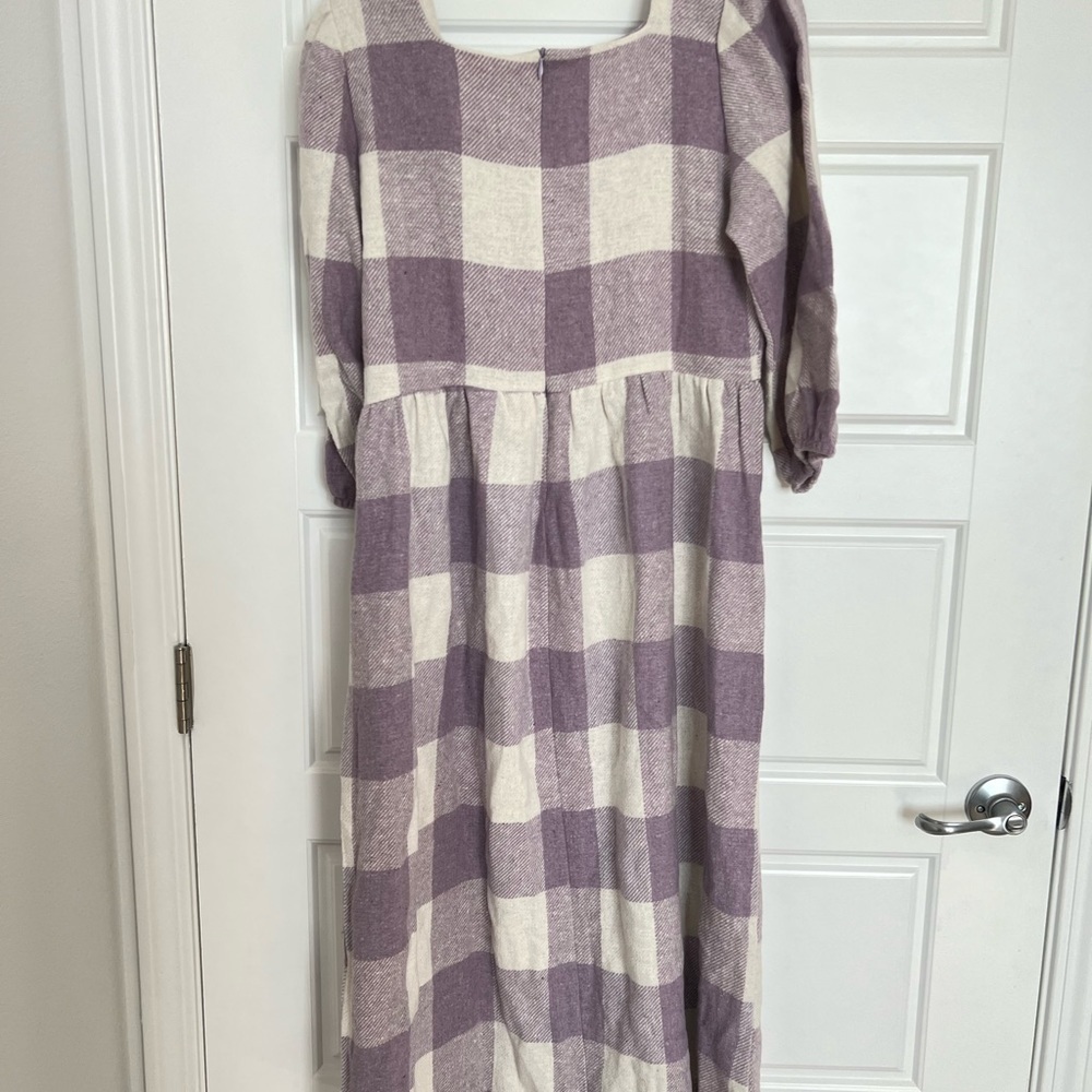 𝅺trendyol Women’s Purple Checkered‎ Dress Size 40 NWT - Picture 4 of 11